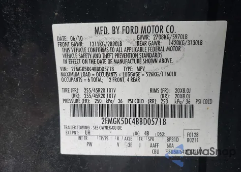 2011 Ford Flex Limited из США, поврежденный, VIN 2FMGK5DC4BBD05718